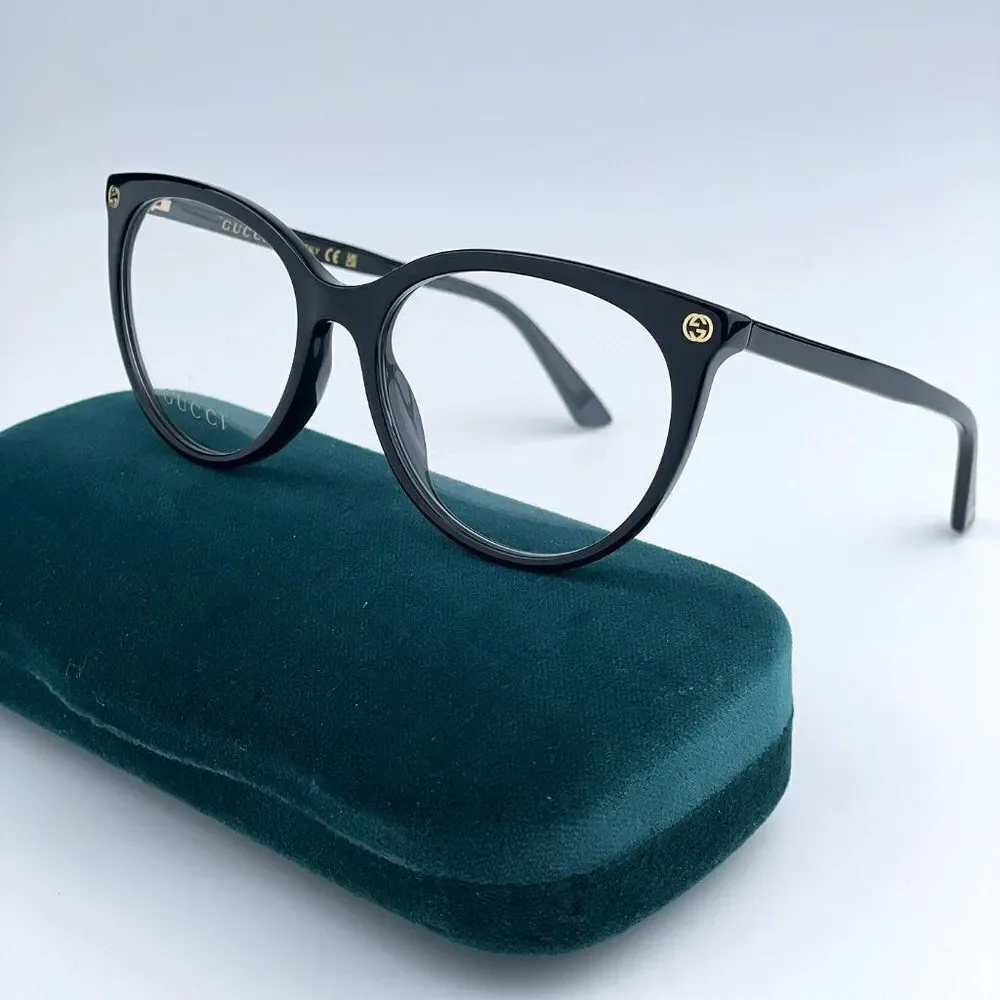 NEW Gucci GG0093O 001 Black Oval Logo Women Eyeglasses
